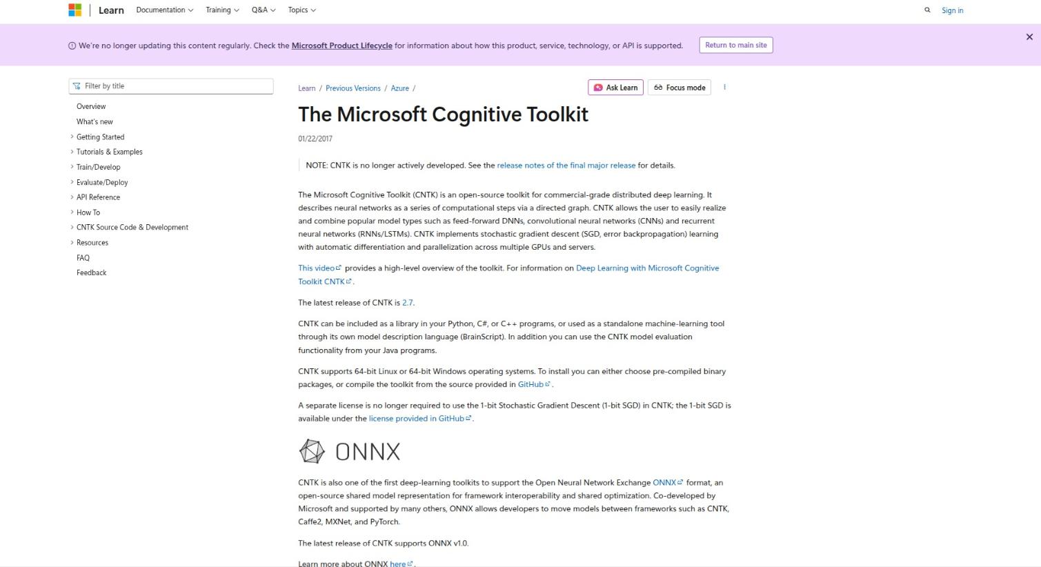 Microsoft Cognitive Toolkit